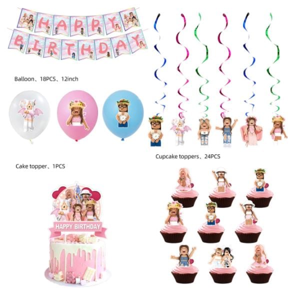SET DECORACIÓN CUMPLEAÑOS ROBLOX NIÑA - 2
