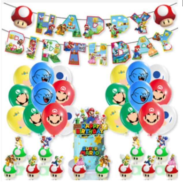 SET DECORACIÓN CUMPLEAÑOS MARIO BROSS - 3