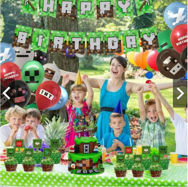 SET DECORACIÓN CUMPLEAÑOS MINECRAFT - 1