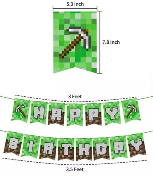 SET DECORACIÓN CUMPLEAÑOS MINECRAFT - 3