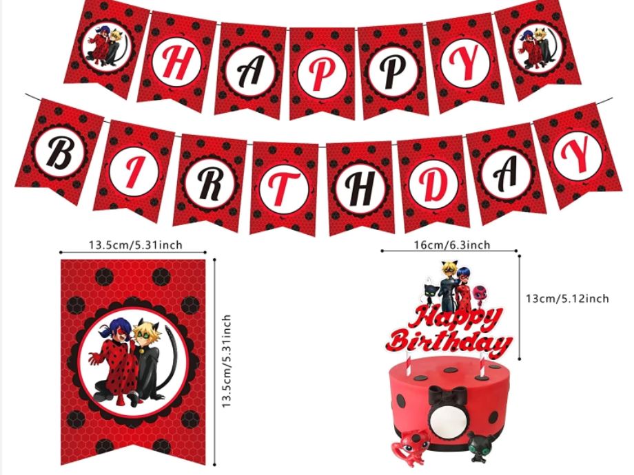 SET DECORACIÓN CUMPLEAÑOS LADYBUG - 5