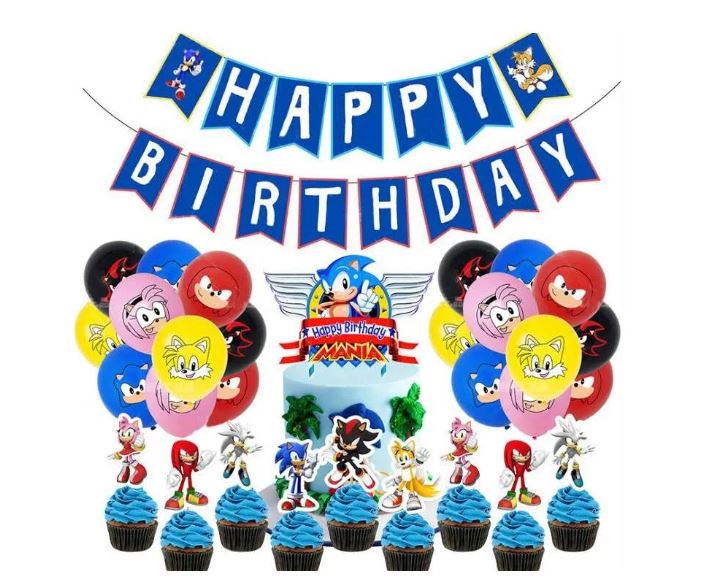 SET DECORACIÓN CUMPLEAÑOS SONIC - 1