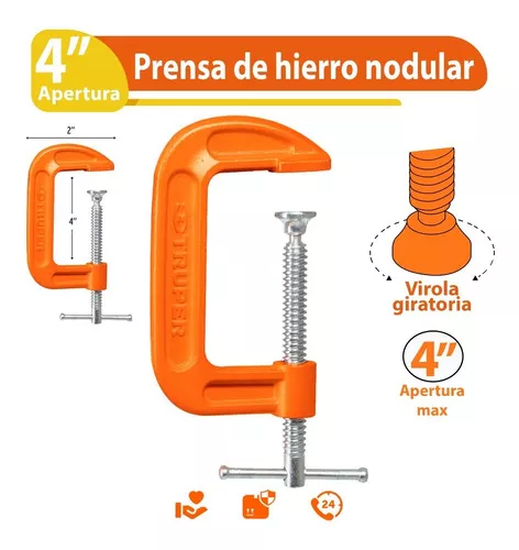PRENSA TIPO C, DE HIERRO NODULAR 4 PULG. TRUPER//FERRENET - 3