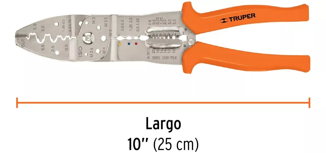 PINZA PELACABLES 10'' 20-10 AWG CORTE CRIMPADO PE-CA TRUPER - 3