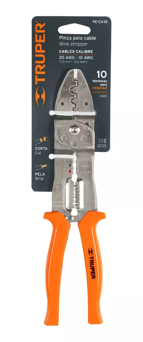 PINZA PELACABLES 10'' 20-10 AWG CORTE CRIMPADO PE-CA TRUPER - 4