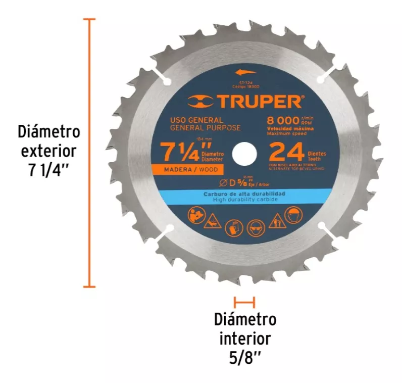 DISCO SIERRA CIRCULAR 7 1/4 X 24 DIENTES MARCA TRUPER - 3