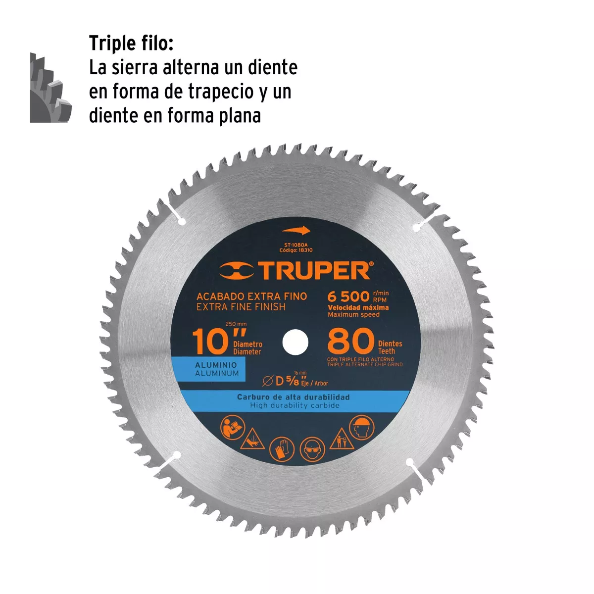 DISCO SIERRA ALUMINIO 10X80 DTES. TRUPER ( - 2
