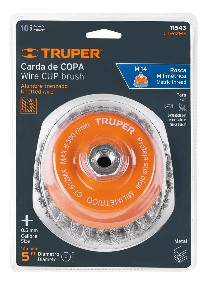 GRATA COPA DE 5 P/ESMERIL TRENZADA GRUESA TRUPER (CT-612MX) - 2