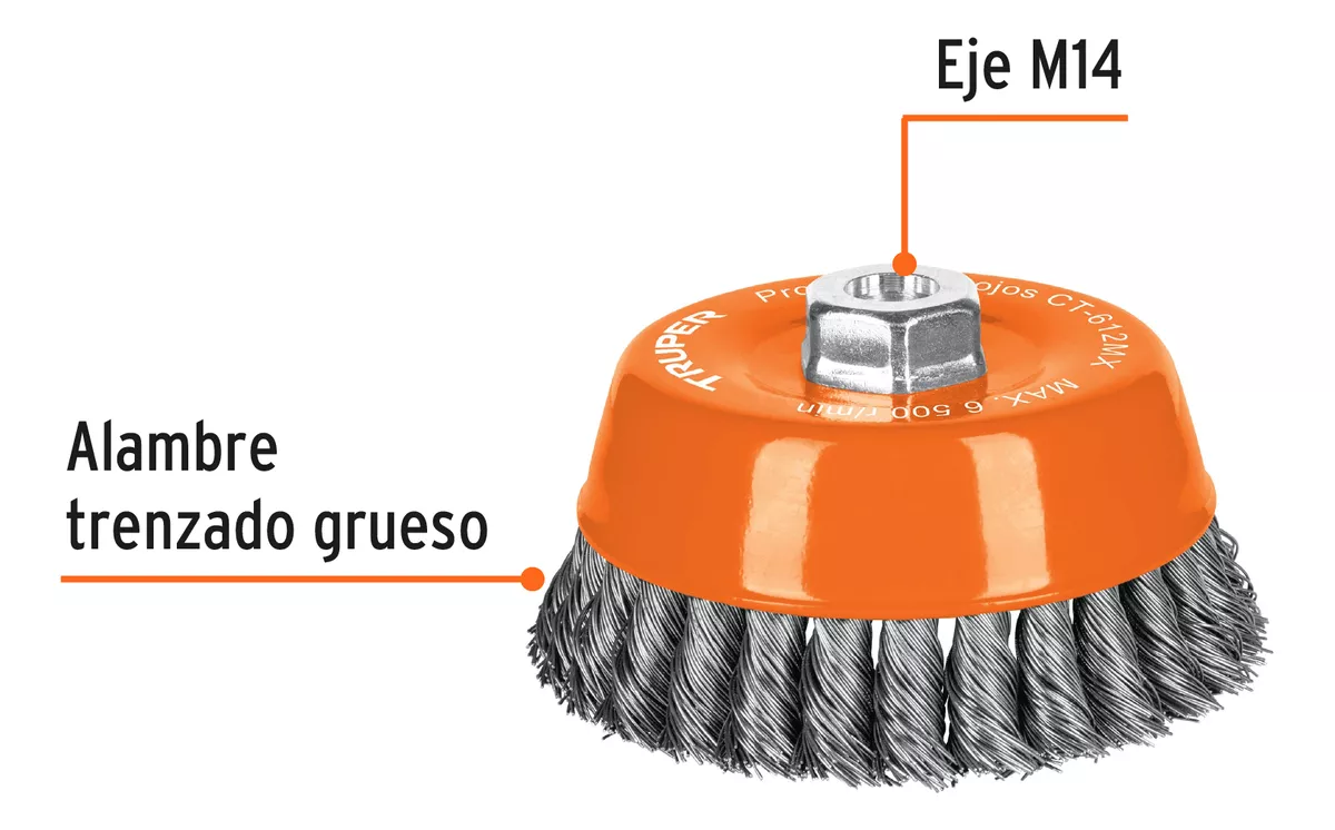 GRATA COPA DE 5 P/ESMERIL TRENZADA GRUESA TRUPER (CT-612MX) - 4