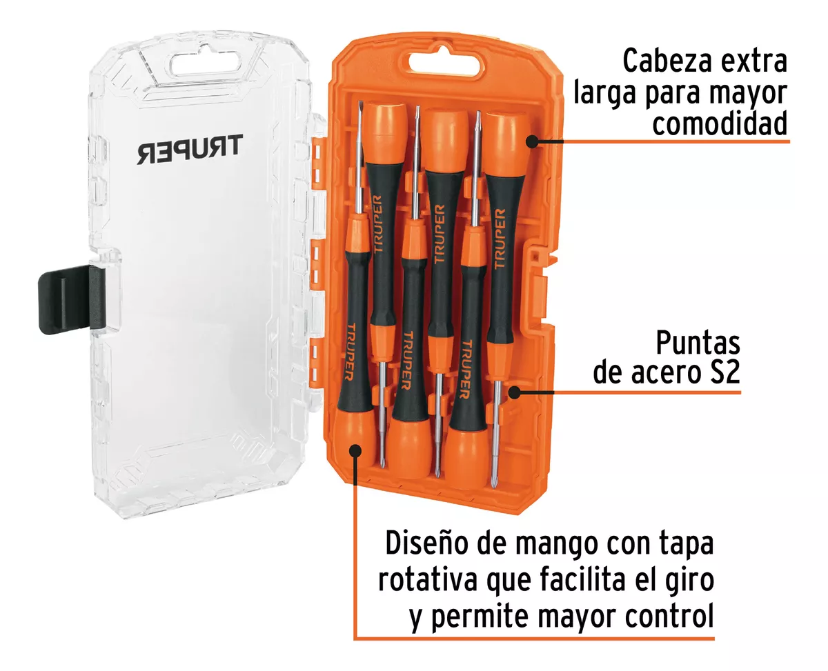 JUEGO DESTORNILLADOR PRECISION 6 PZAS TRUPER (JOY-6) - 2