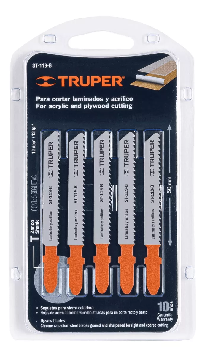 JUEGO SIERRA CALAR 5 PZAS RECTO P/MADERA MARCA TRUPER ST-119 - 2