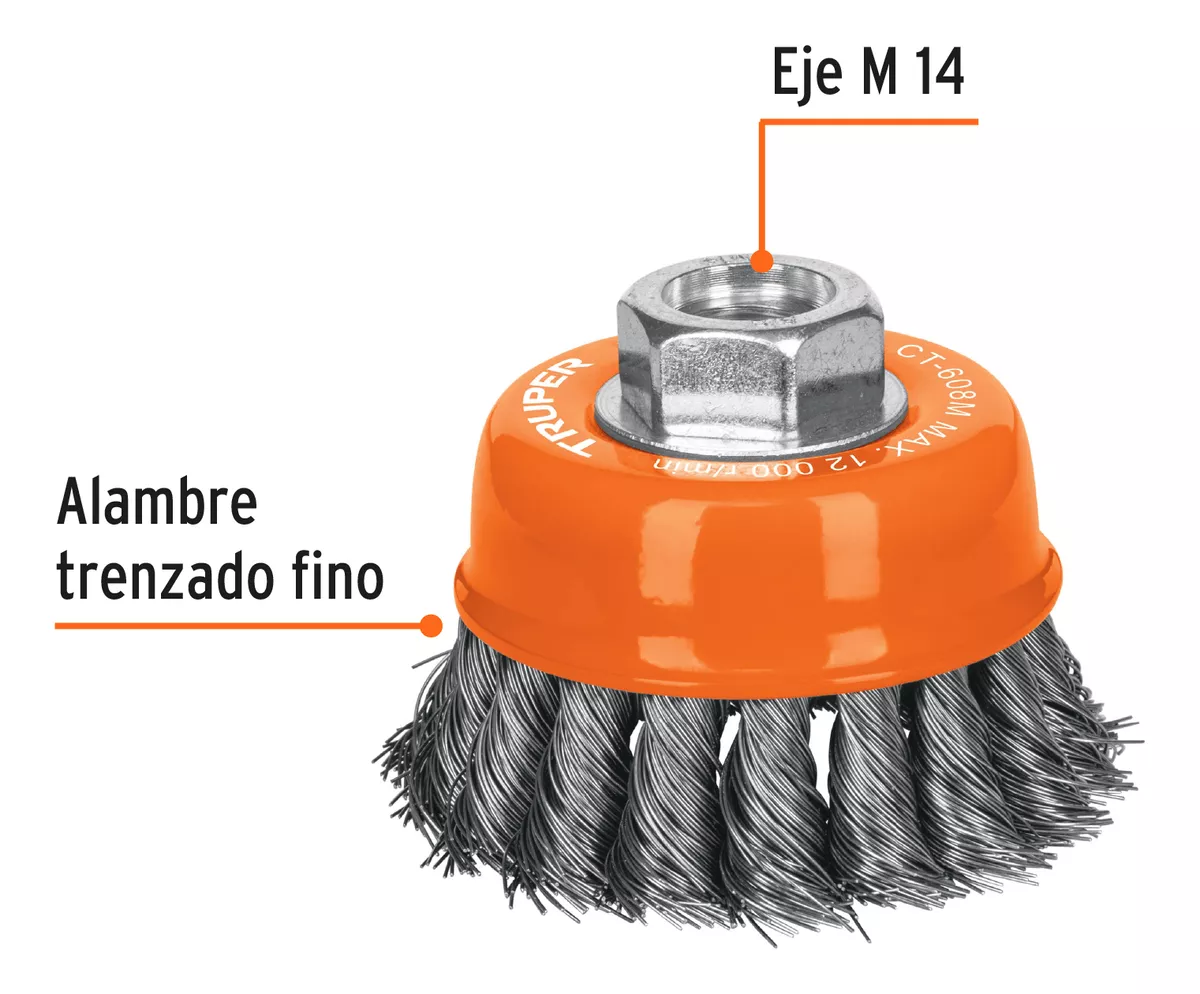 GRATA COPA 3 TRENZADA PARA ESMERIL M14 TRUPER (CT-608M) - 2