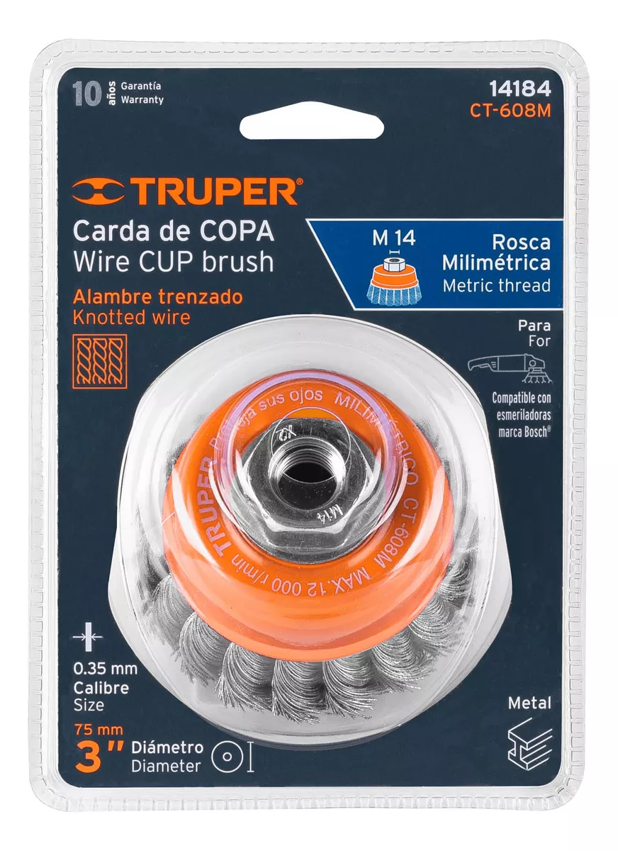 GRATA COPA 3 TRENZADA PARA ESMERIL M14 TRUPER (CT-608M) - 3