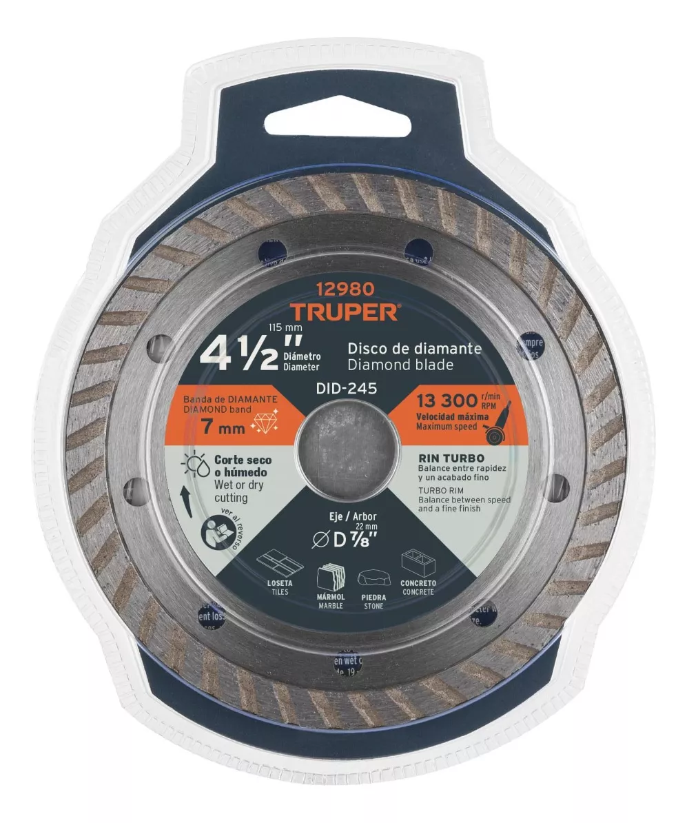 DISCO DE DIAMANTE, RIN TURBO, 4-1/2', TRUPER DID-245 - 3