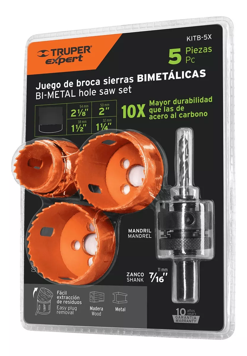 KIT DE 5 PZA SIERRA COPA P/INSTALAR CERRADURA TRUPER KITB-5X - 1