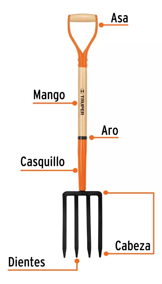 HORQUETA 4 GANCHOS TIERRA C/MANGO 30 MARCA TRUPER - 2