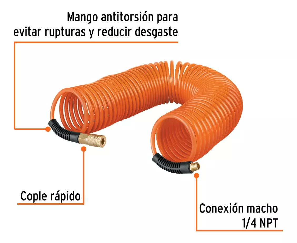 MAGUERA ESPIRAL PARA AIRE 1/4 X 15 MTS TRUPER (MAN-RES) - 2