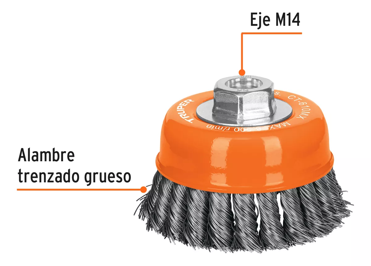 GRATA COPA 4 PARA ESMERIL ACERO TRENZADO TRUPER (CT-610MX) - 2