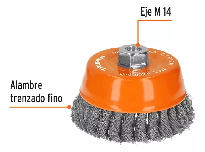 GRATA COPA DE 5 PARA ESMERIL TRENZADA MARCA TRUPER (CT-612M) - 2
