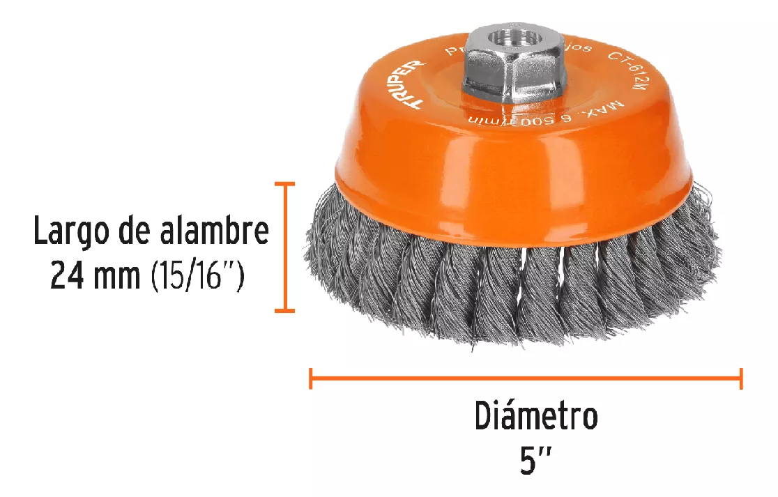 GRATA COPA DE 5 PARA ESMERIL TRENZADA MARCA TRUPER (CT-612M) - 3