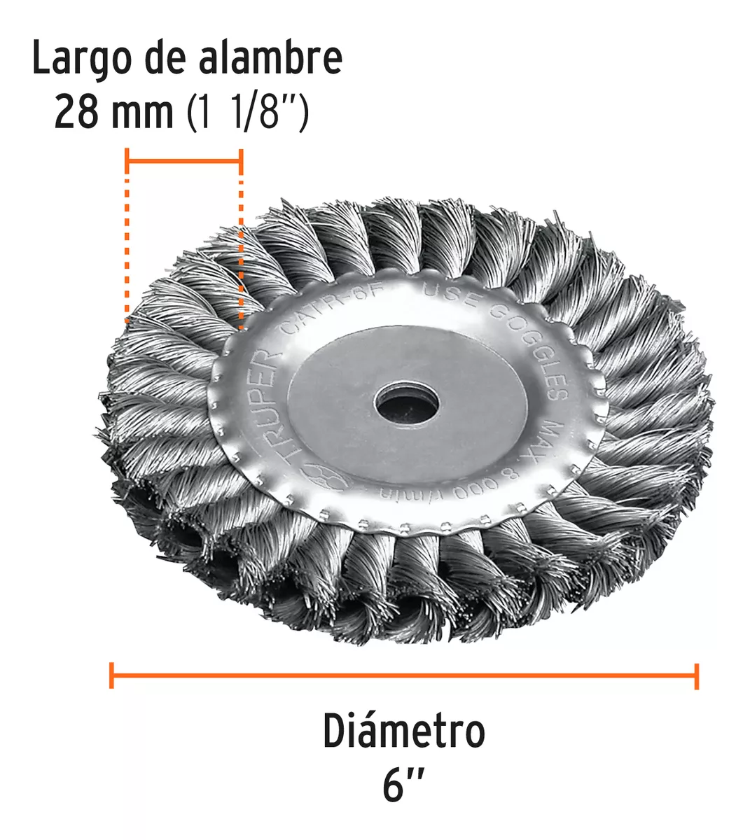 GRATA CIRCULAR TRENZADA GRUESA 6 P/ESMERIL TRUPER (CATR-6F) - 3