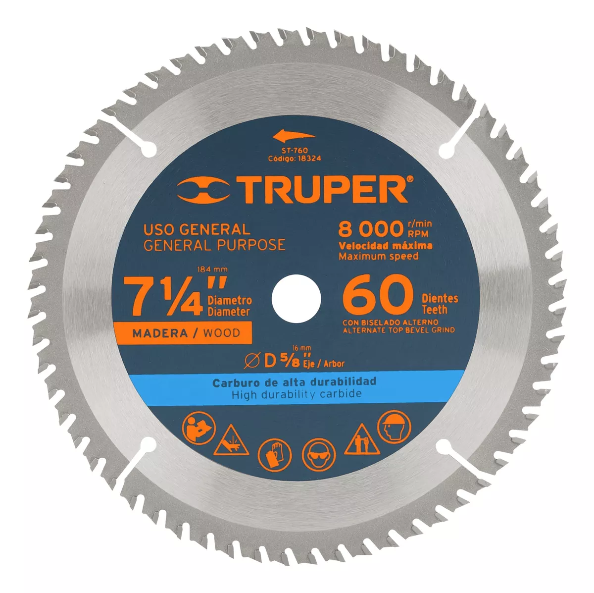 DISCO SIERRA CIRCULAR 7 1/4 X 60 DIENTES MARCA TRUPER - 4