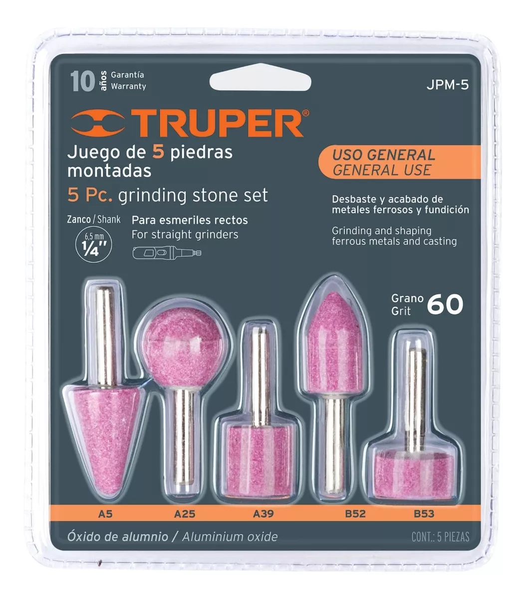 SET 5 PZAS PIEDRAS P/RECTIFICADOR MARCA TRUPER (JPM-5) - 2