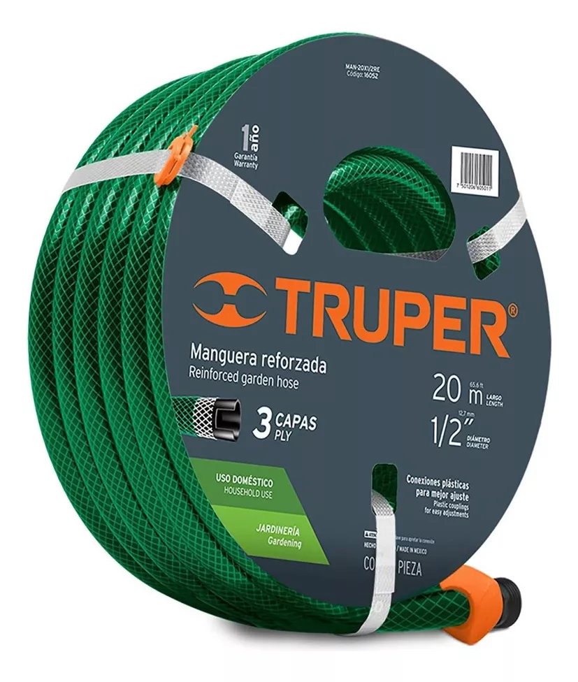 MANGUERA 1/2 TRUPER PLASTICA 3 CAPAS 20 MTS 16052 - 2