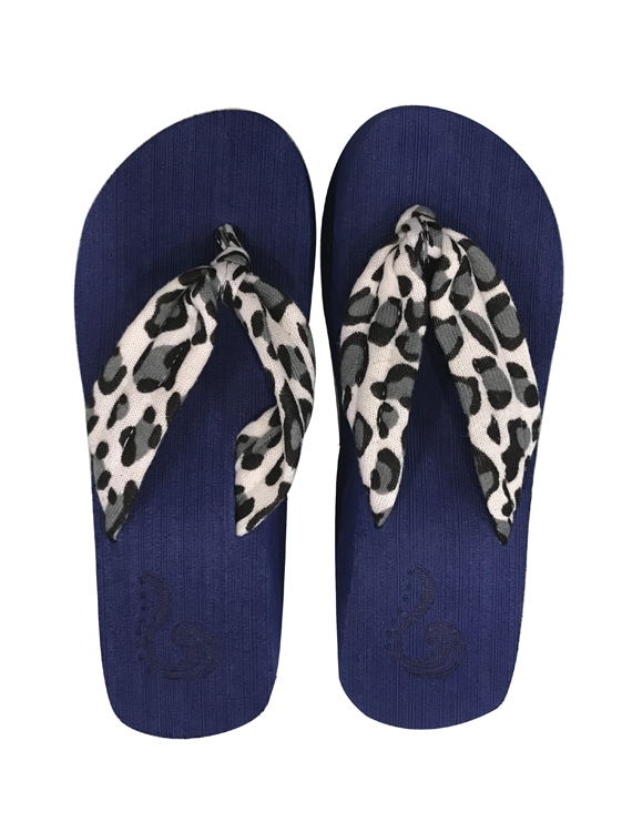 CHALAS CON PLATAFORMA ANIMAL PRINT AZUL MUJER - 1