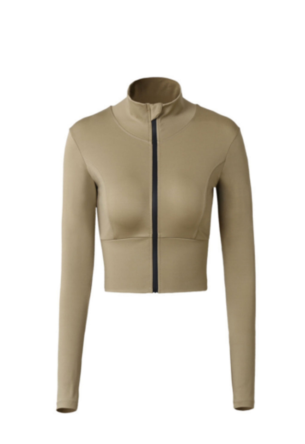 POLERON CROP CON CIERRE BEIGE - 3