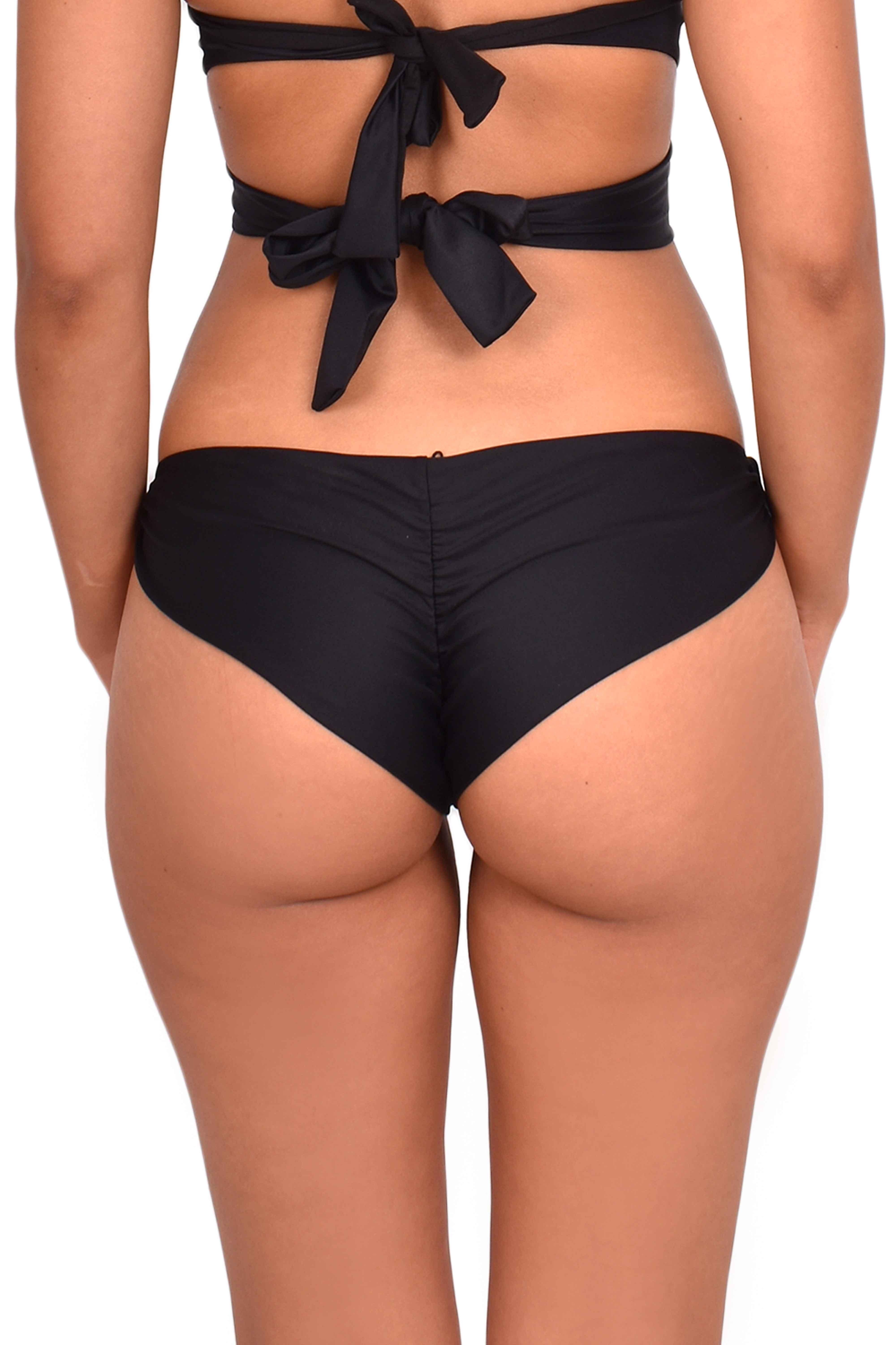 BIKINI MUJER SAMIA 3131 CALZÓN CON DRAPEADO TRASERO ESTAMPADO NEGRO - 2