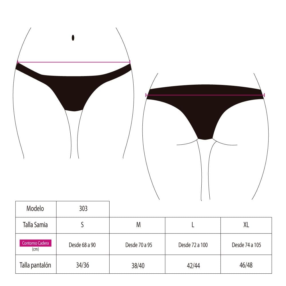 BIKINI MUJER SAMIA 3031 CALZÓN CULOTE TANGA COLOR NEGRO - 2