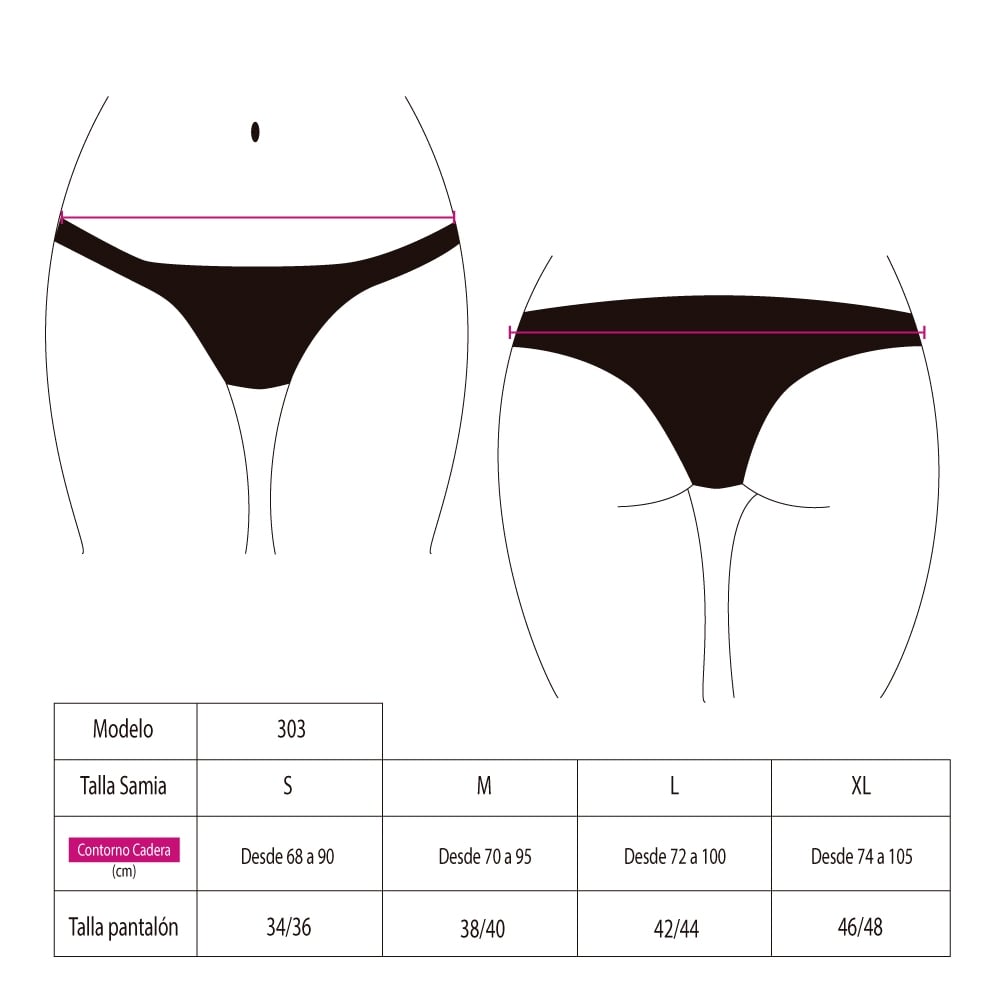 BIKINI MUJER SAMIA 3032 CALZÓN CULOTE TANGA COLOR SANDIA - 2