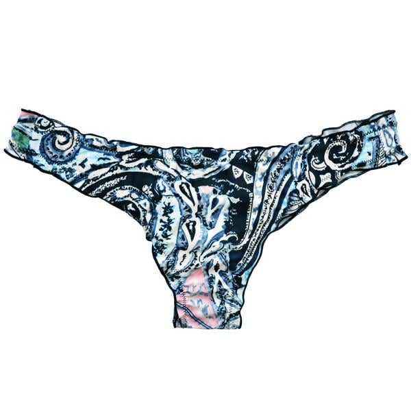 BIKINI MUJER SAMIA 3233 CALZÓN TANGA ARRUCHADA ESTAMPADO AZUL - 1