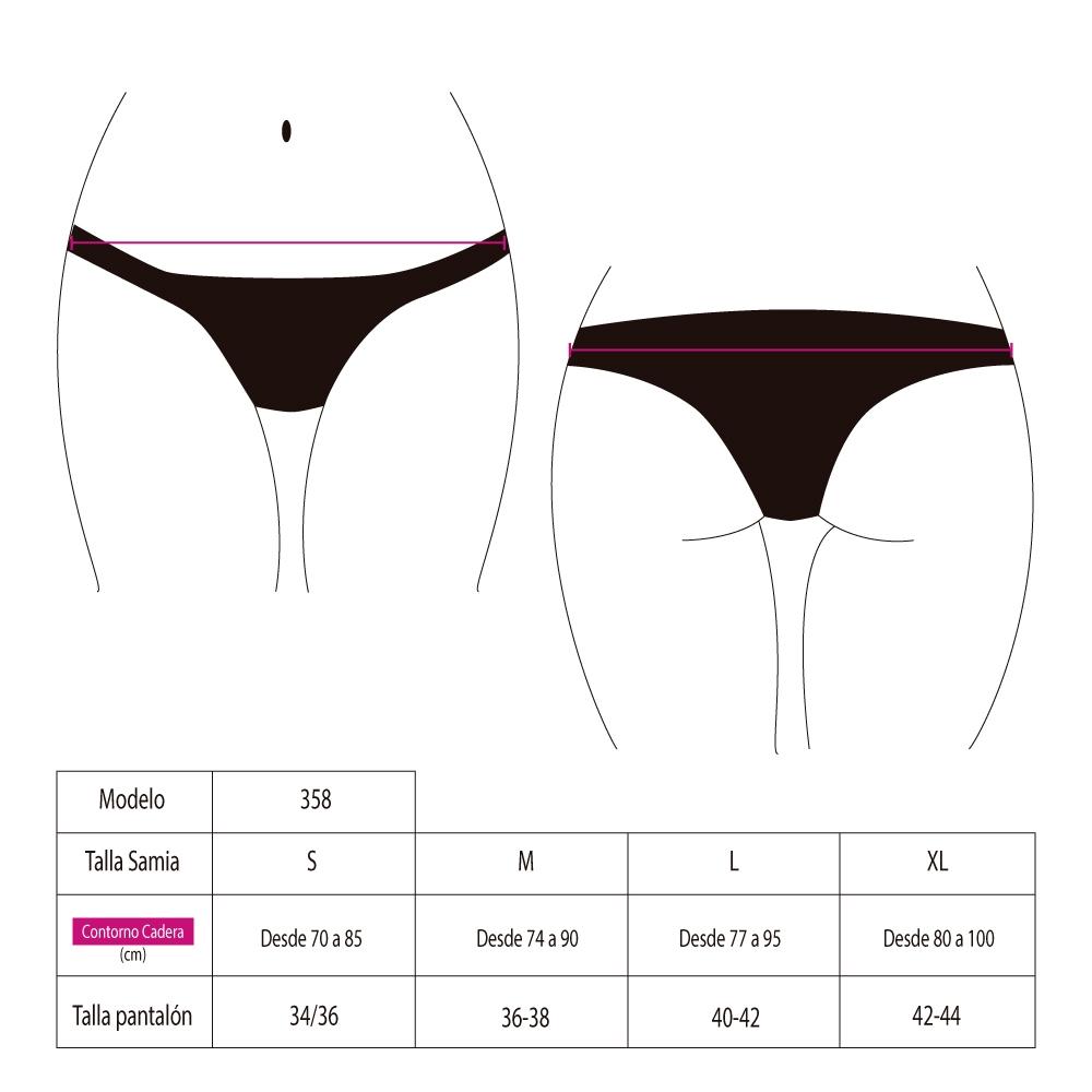 BIKINI MUJER SAMIA 3583 CALZÓN TANGA TIRO ALTO ESTAMPADO TURQUESA - 3