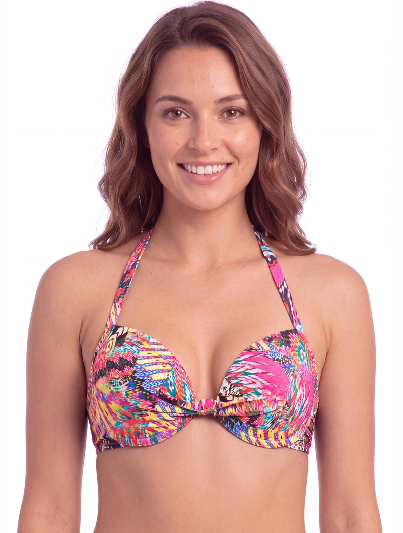 BIKINI BASICO ESTAMPADO FUCSIA - 1