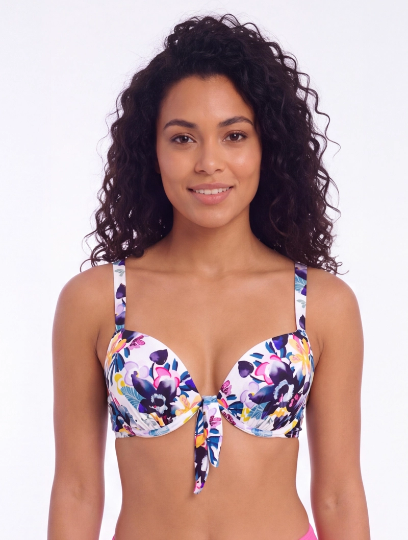 BIKINI MUJER SAMIA 7024 PUSH UP ESTAMPADO NEGRO CON NUDO - 1