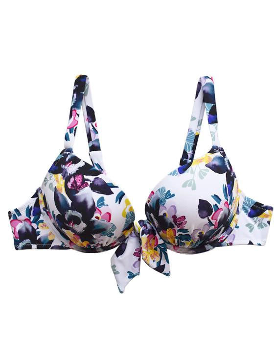 BIKINI MUJER SAMIA 7024 PUSH UP ESTAMPADO NEGRO CON NUDO - 3