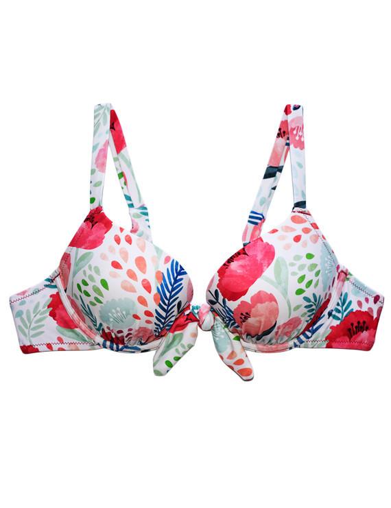 BIKINI MUJER SAMIA 7022 PUSH UP ESTAMPADO ROJO CON NUDO - 3