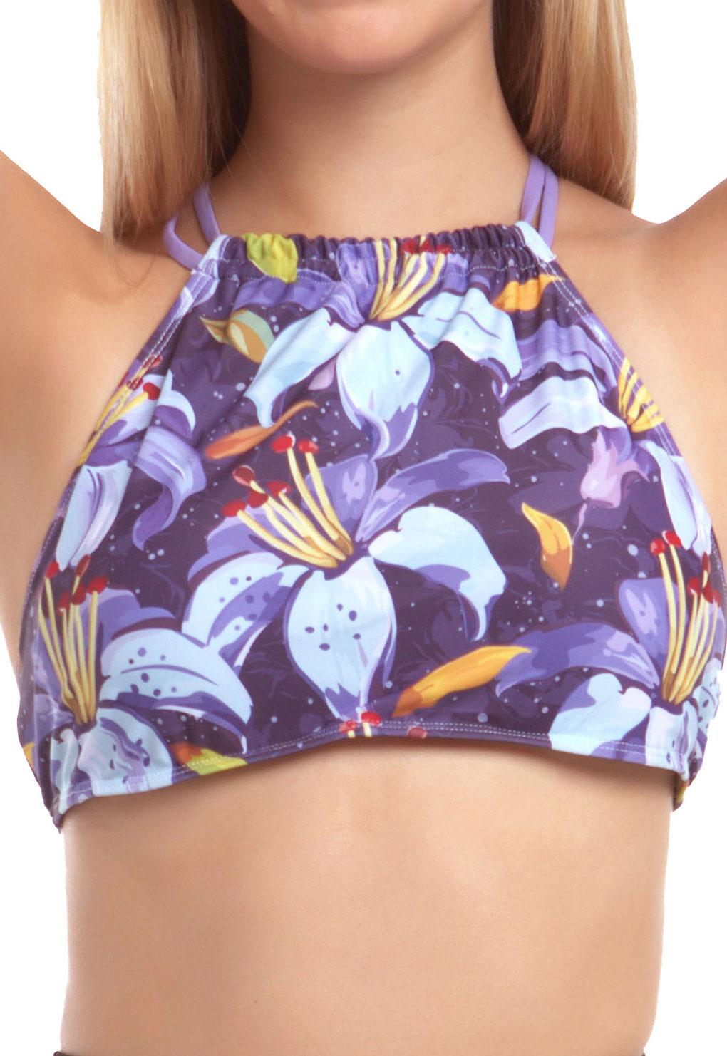 BIKINI MUJER SAMIA 7253 PETO CRUZADO ESTAMPADO MORADO - 1