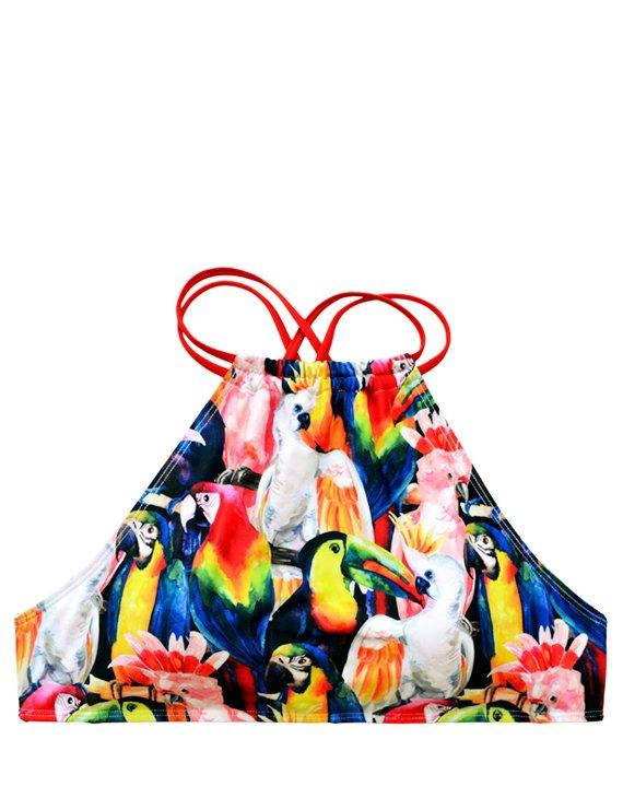 BIKINI MUJER SAMIA 7254 PETO CRUZADO ESTAMPADO LOROS - 3
