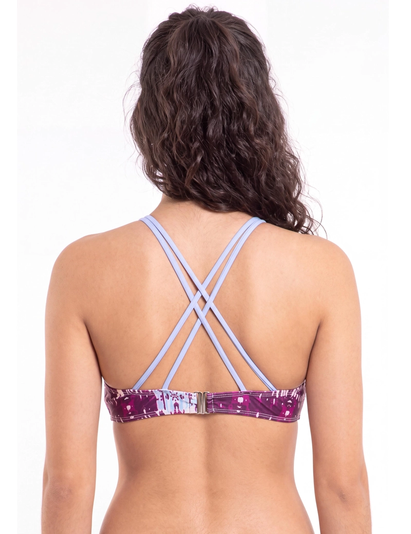 BIKINI MUJER SAMIA 7251 PETO CRUZADO ESTAMPADO ROSADO - 2