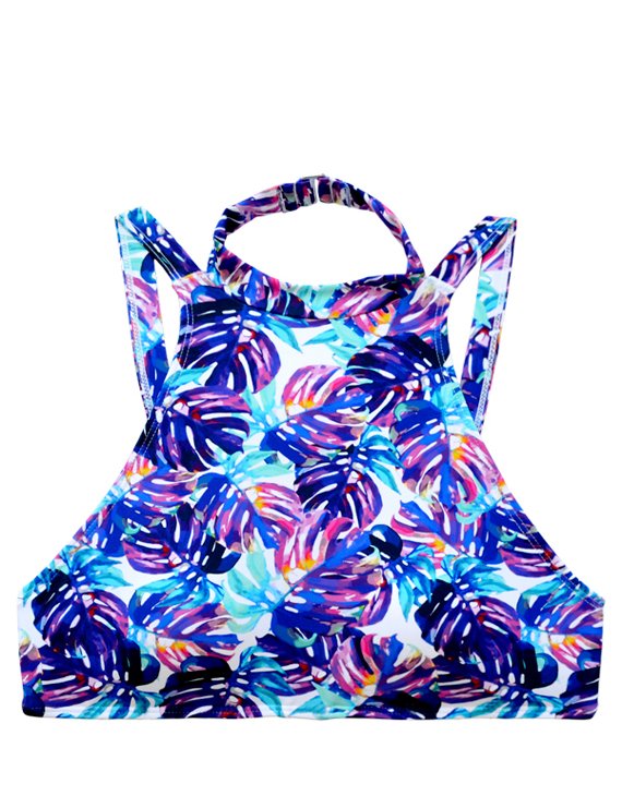 BIKINI PETO ALTO ESTAMPADO AZUL - 1