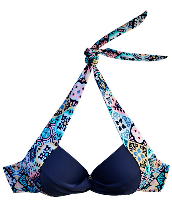 BIKINI SOSTÉN CON BARBA Y RELLENO ESTAMPADO AZUL - 1