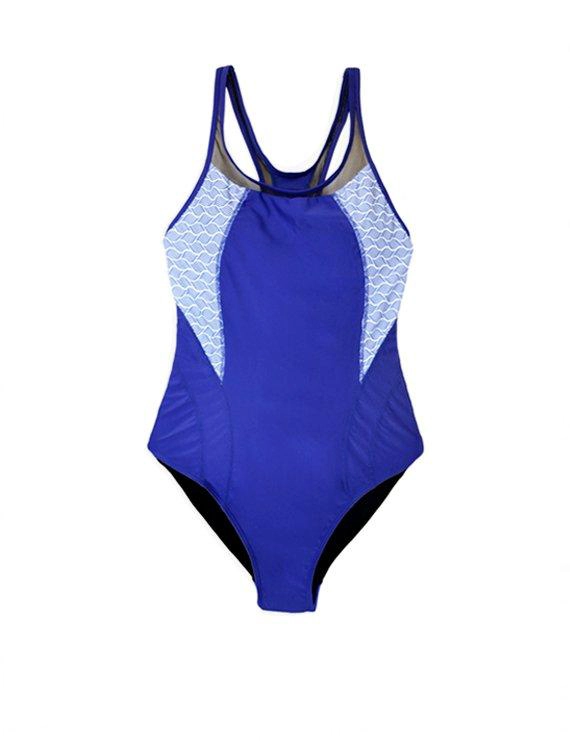 TRAJE DE BAÑO MUJER SAMIA 1843 DEPORTIVO CON TRANSPARENCIA ESTAMPADO AZUL - 3
