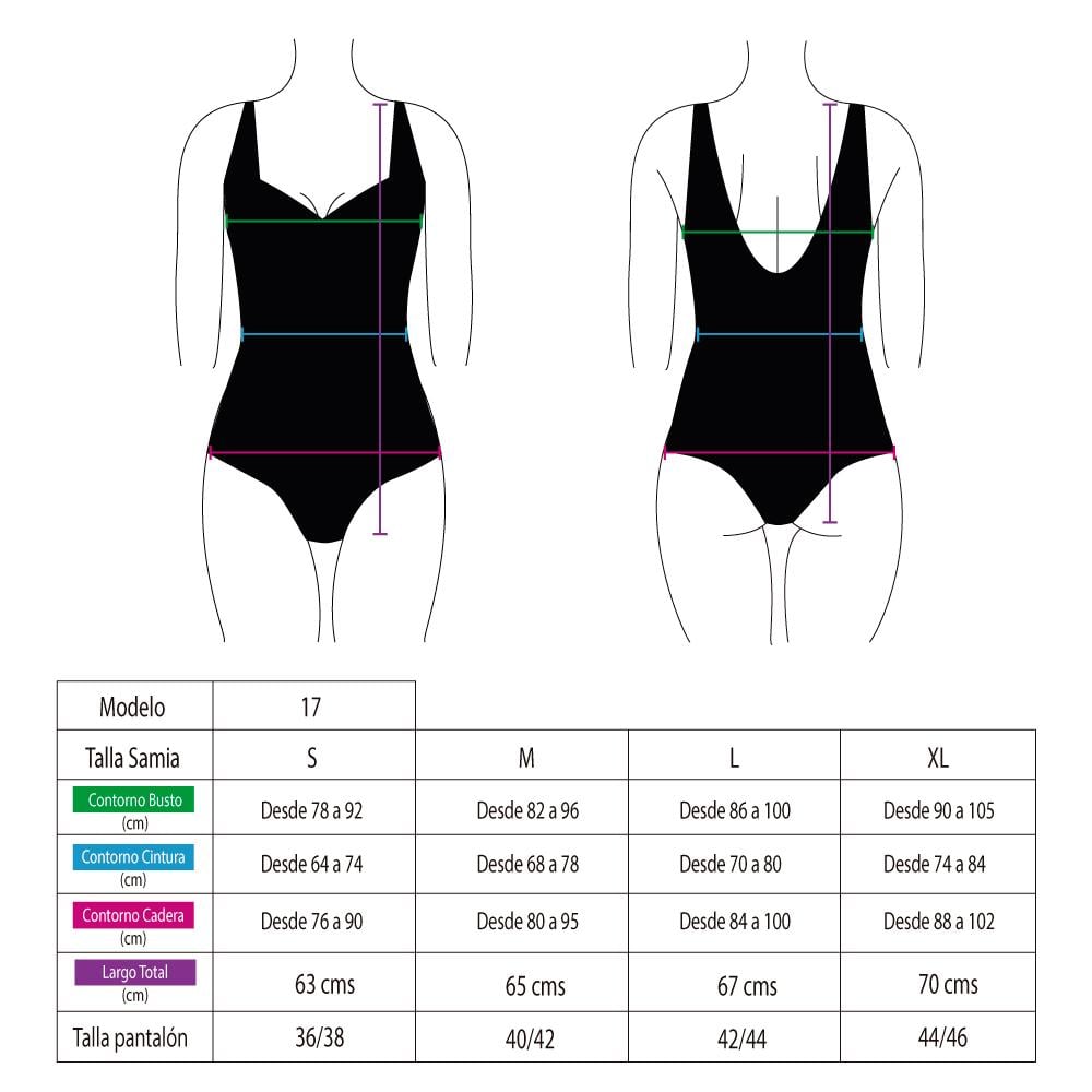 TRAJE DE BAÑO MUJER SAMIA 173 DEPORTIVO PARA BUSTO GRANDE NEGRO CON ESTAMPADO VERDE - 2