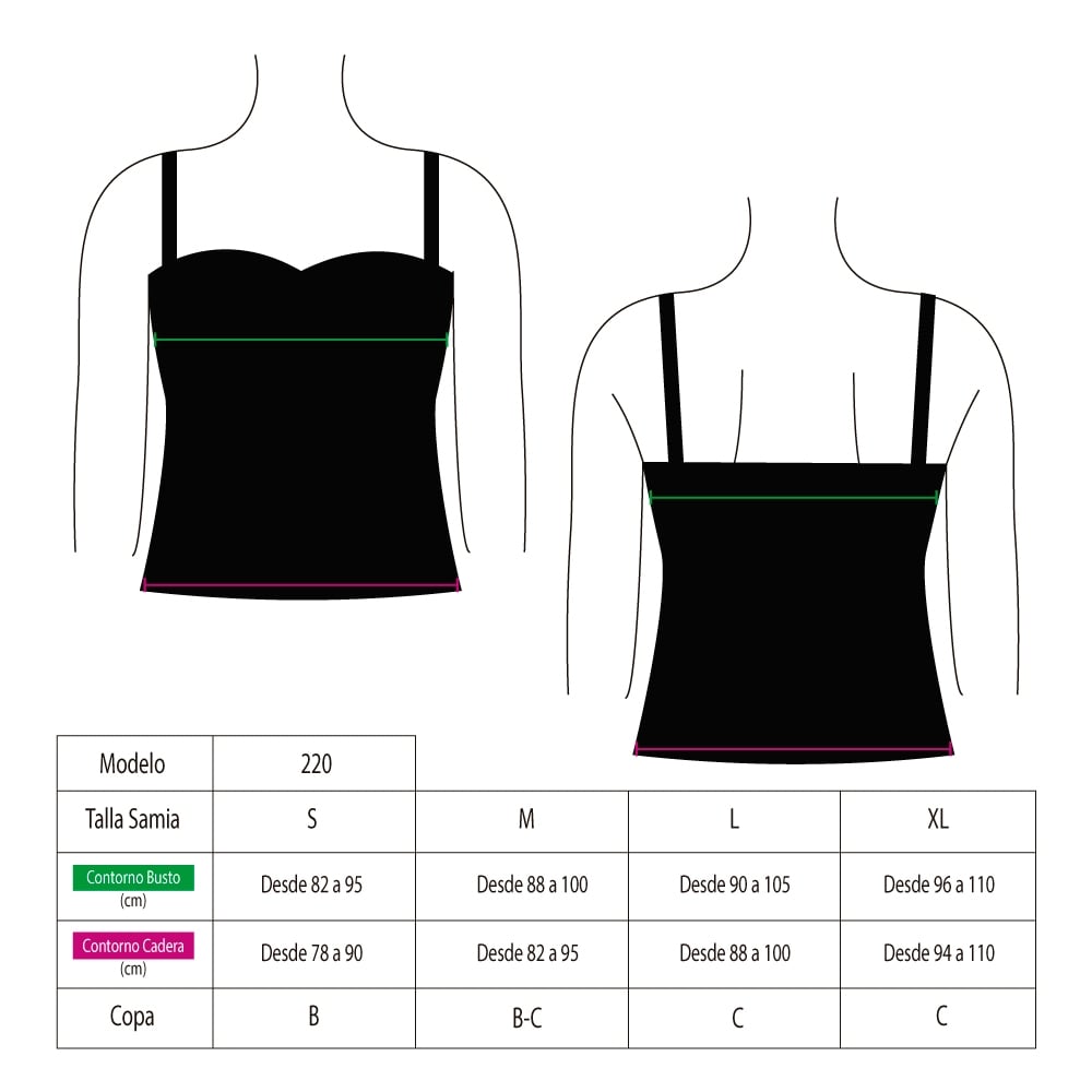 TANKINI MUJER SAMIA 2203 CON BARBA Y RELLENO VERDE - 4