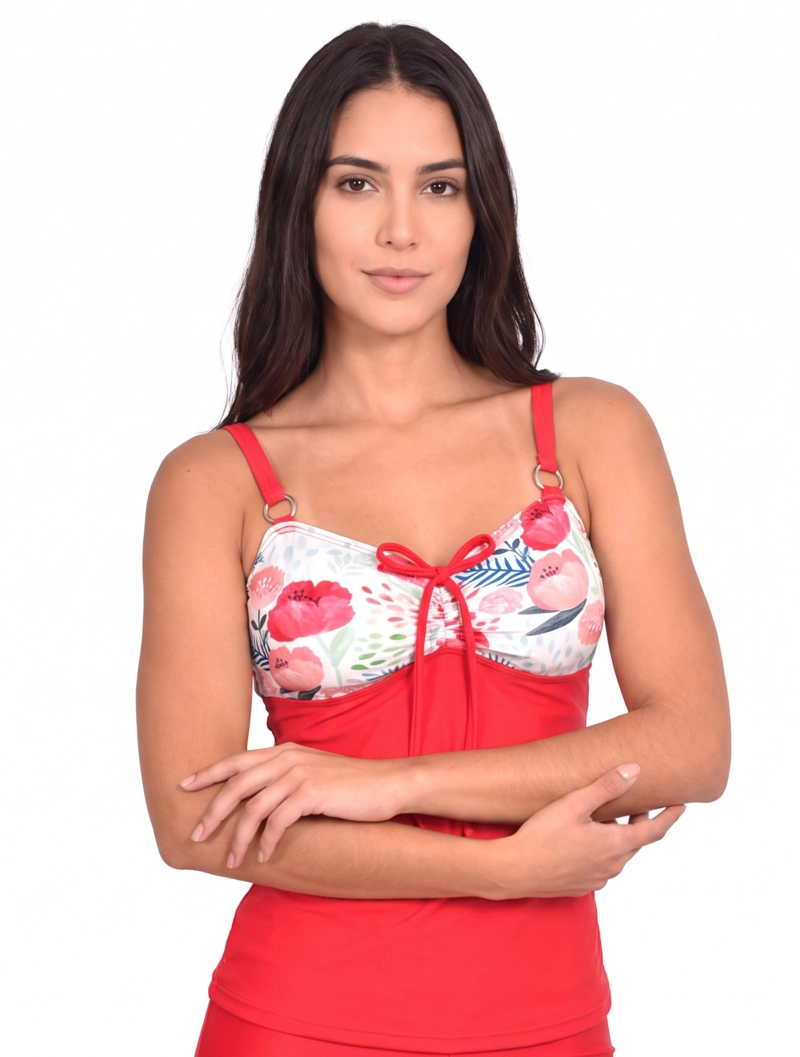 TANKINI REDUCTOR ESTAMPADO ROJO - ROJO - S - 1