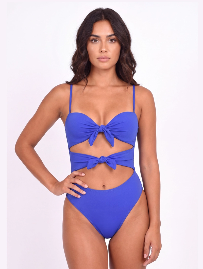 TRIKINI MUJER SAMIA 70603 CON DOBLE NUDO COLOR AZUL - 1