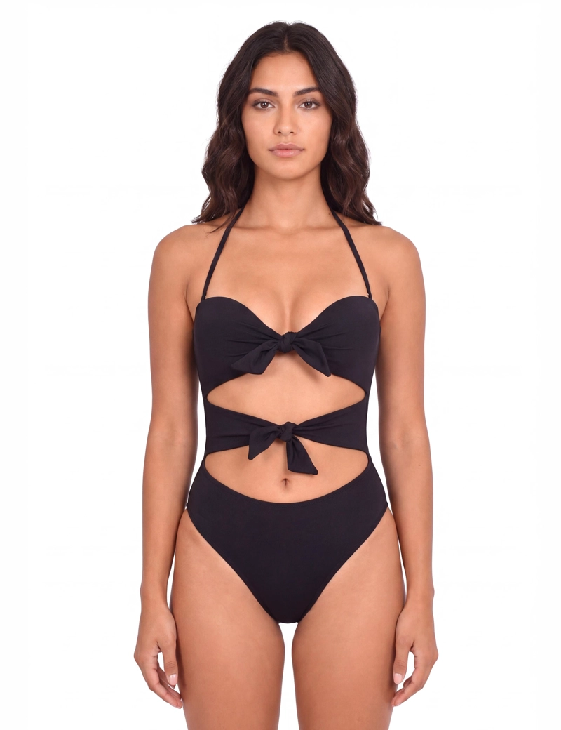 TRIKINI MUJER SAMIA 70601 CON DOBLE NUDO COLOR NEGRO - 1